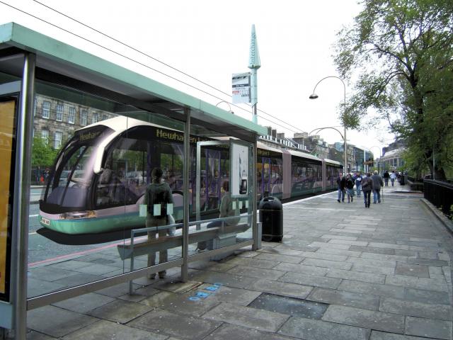 Artist's impression of a modern trolleybus in Edinburgh